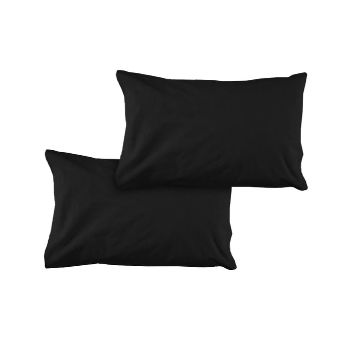 Pair of Solid Colour Microfiber Standard Pillowcases 48x73cmx15cm (Flap) Black