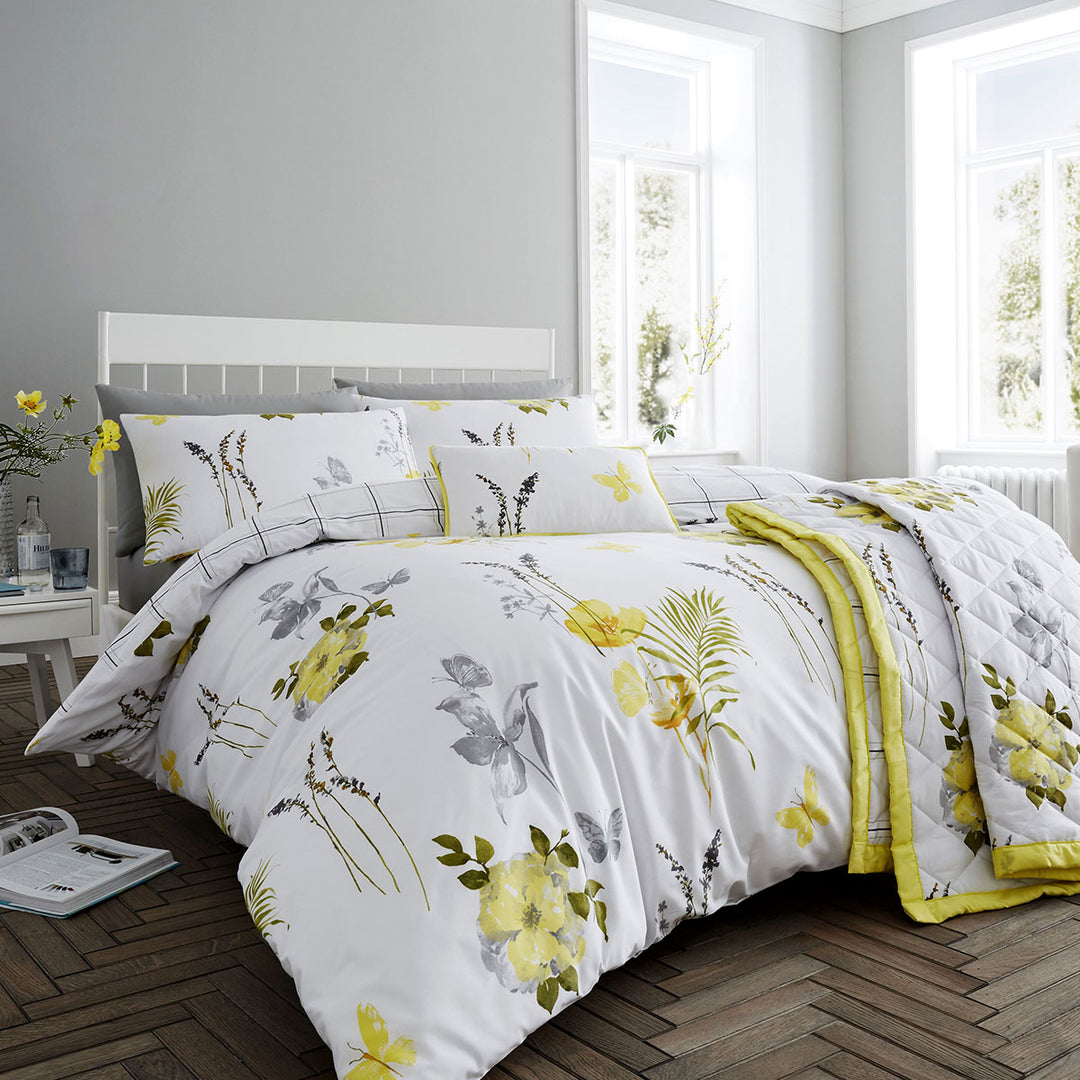 Flora Yellow Quilt Cover Set King