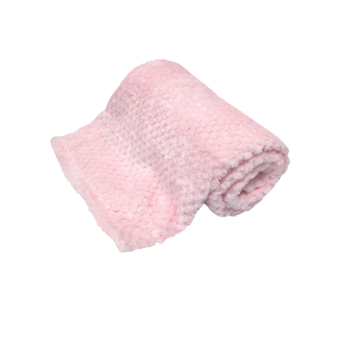 180GSM Soft Popcorn Coral Fleece Throw Rug 127 x 152cm Baby Pink