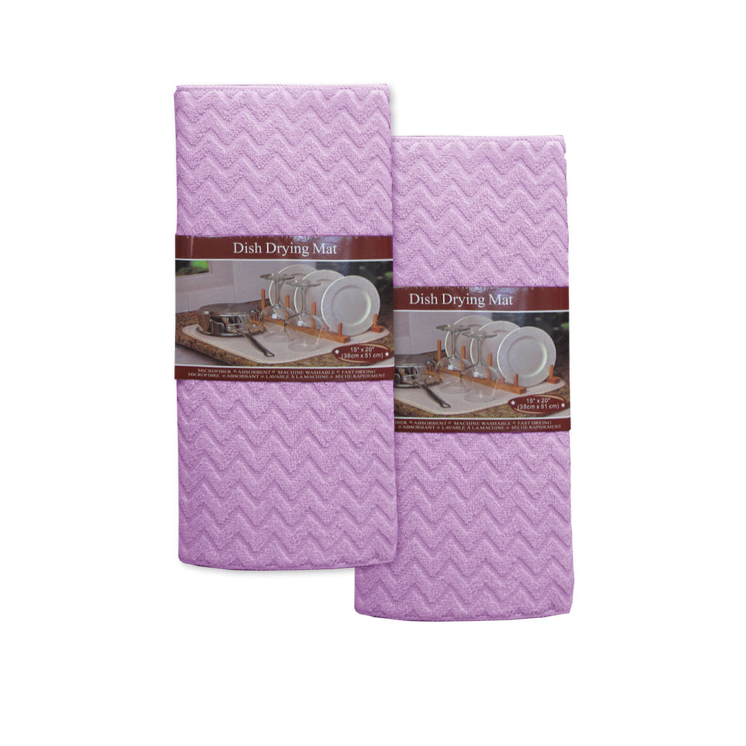 Set of 2 Microfibre Chevron Dish Drying Mats Lilac