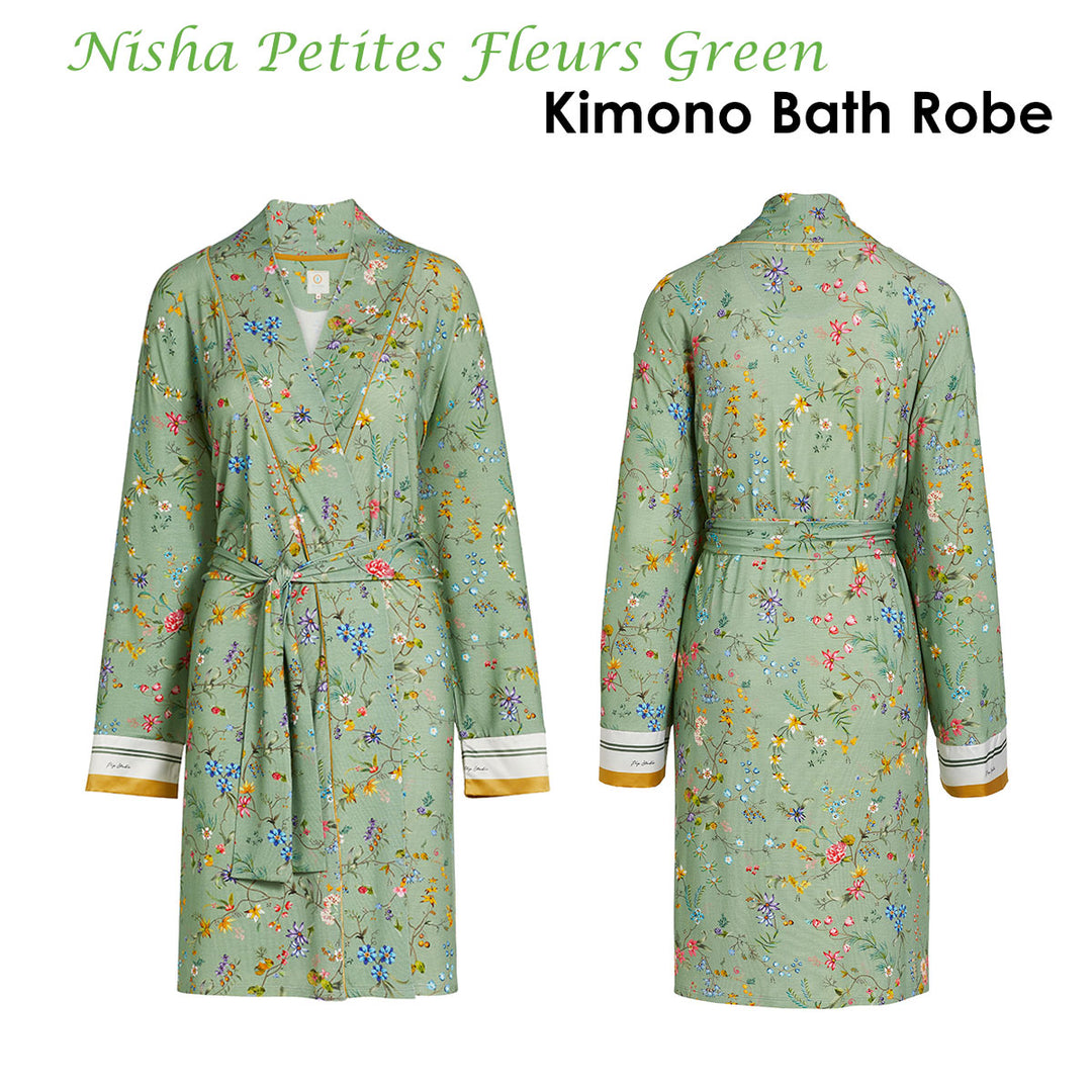 PIP Studio Nisha Petites Fleurs Green Kimono Bath Robe M