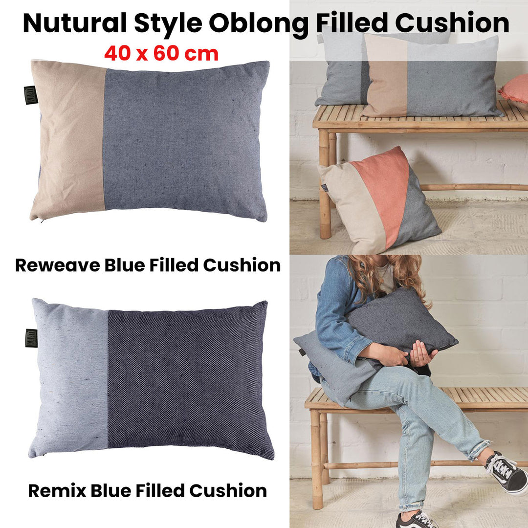 Bedding House Reweave Blue Filled Cushion 40cm x 60cm