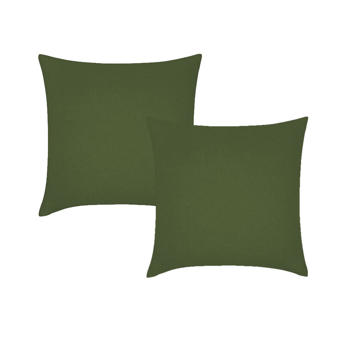 Vintage Design Homewares Pair of Olive French Linen European Pillowcases 65 x 65cm