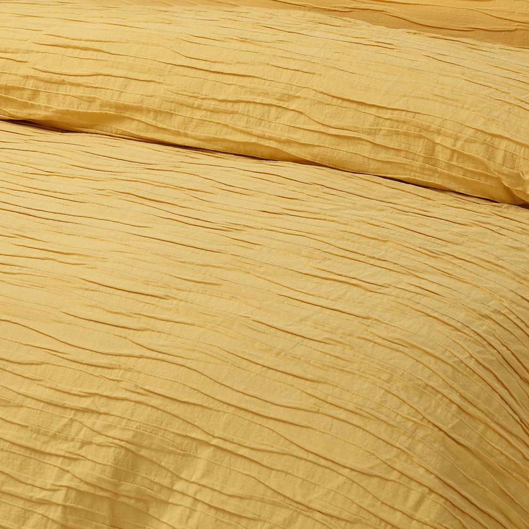 Vintage Design Homewares Malvern Ochre Cotton Quilt Cover Set Queen