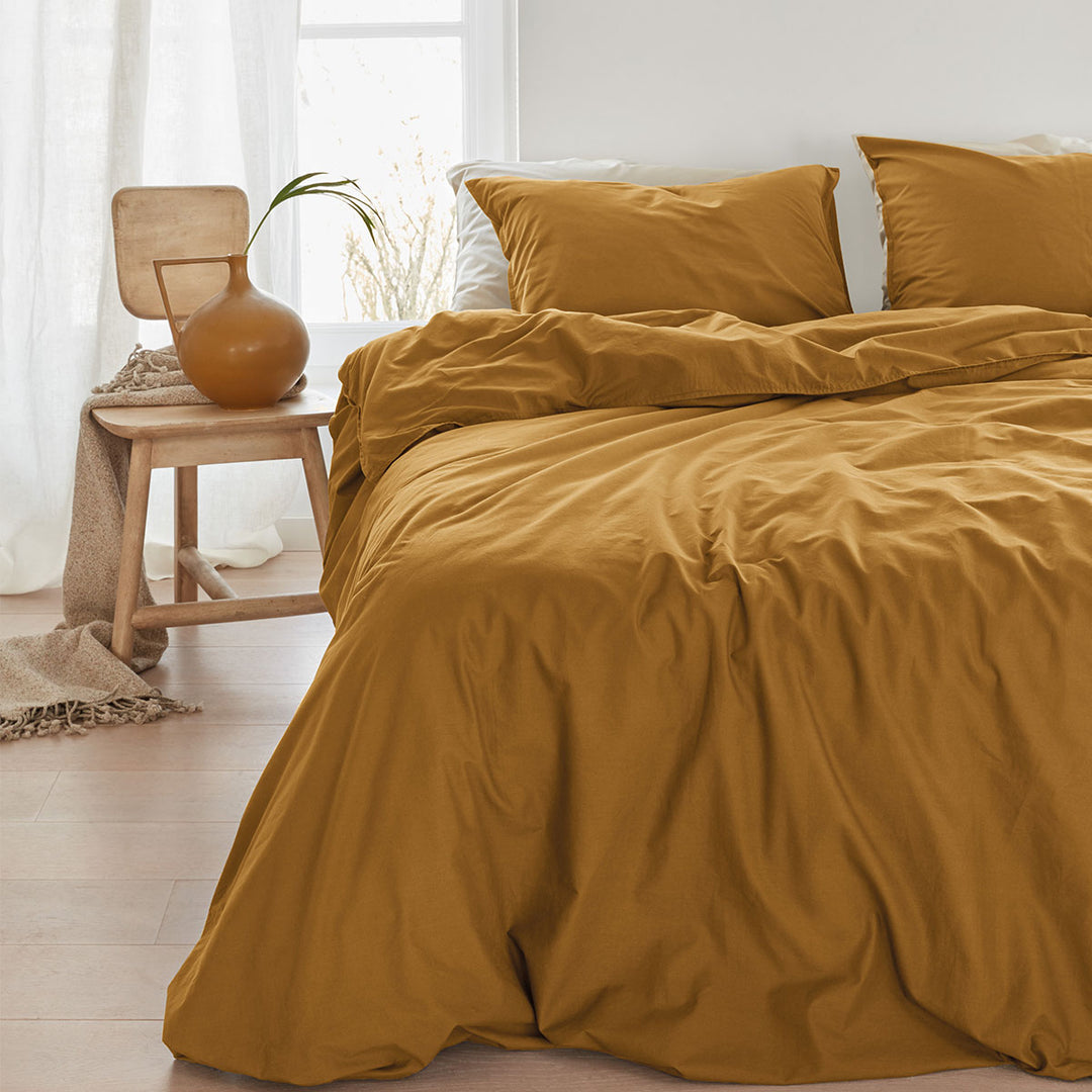 Bedding House Organic Cotton Basic Ochre Quilt Cover Set King