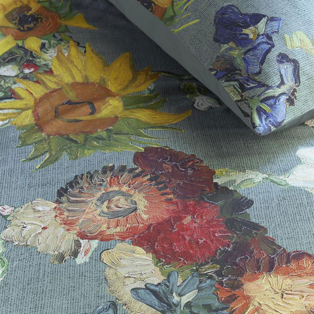 Bedding House Van Gogh Partout des Fleurs Green Cotton Sateen Quilt Cover Set Queen