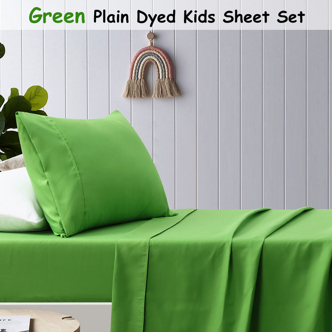 Happy Kids Green Plain Dyed Microfibre Sheet Set Double