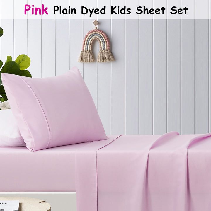 Happy Kids Pink Plain Dyed Microfibre Sheet Set Double