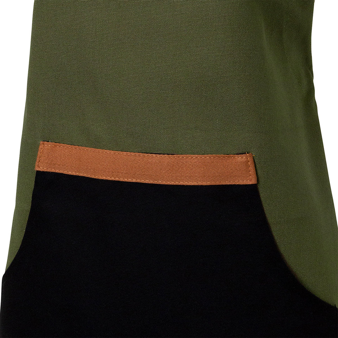 J Elliot Home Selby Cotton Apron 83 x 68 cm Olive & Black