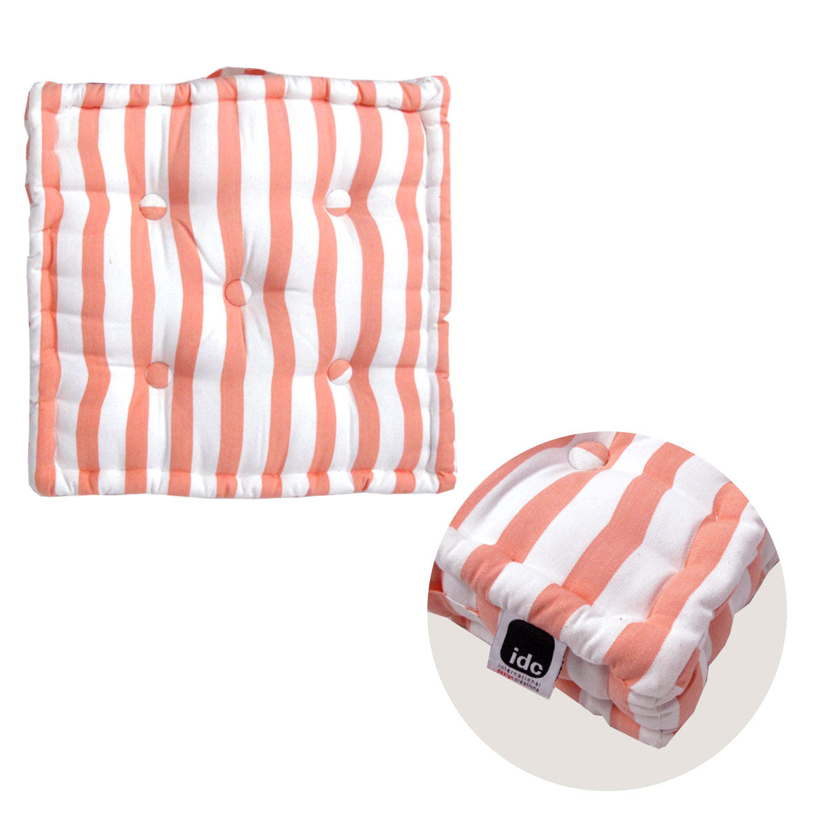 IDC Homewares Coral Stripes Box Cushion 40 x 40 x 10 cm