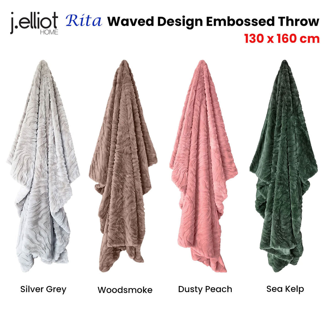 J Elliot Home Rita Woodsmoke Faux Mohair Throw Rug 130 x 160cm