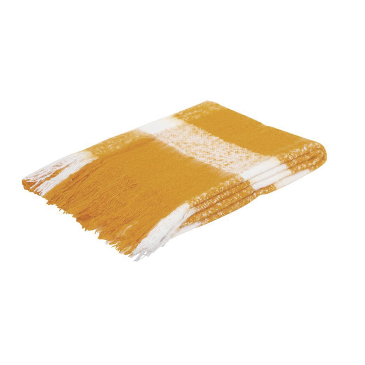 J.Elliot Home Wren Faux Mohair Throw Mustard/White