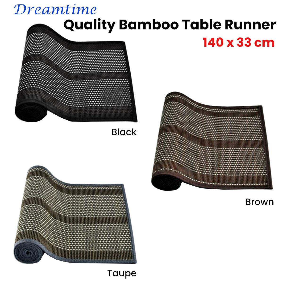 Dreamtime Bamboo Table Runner 140 x 33cm Black