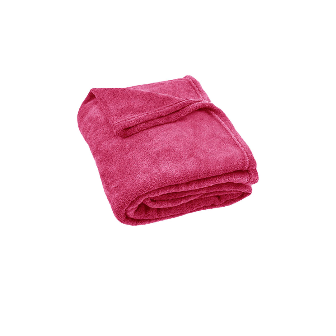 240GSM Urban Ultra Soft Coral Fleece Throw Rug 120 x 150cm Hot Pink