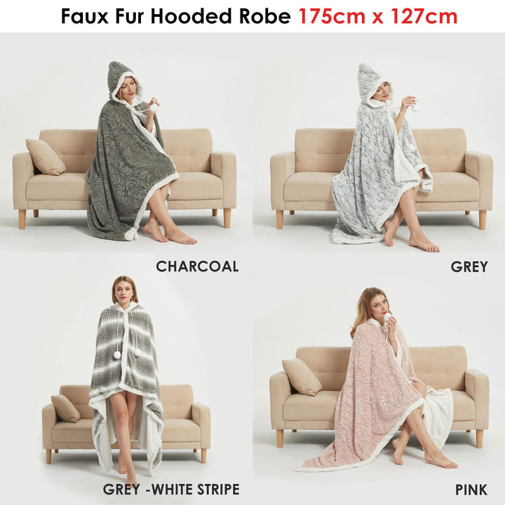 Ramesses Faux Fur Hooded Robe Pink