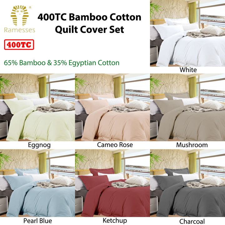 Ramesses Bamboo Cotton Quilt Cover Set Eggnog Queen