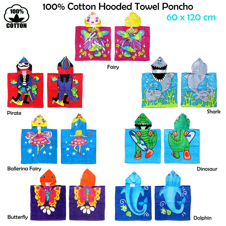 Cute Kids Cotton Hooded Towel Poncho 60 x 120 cm Shark