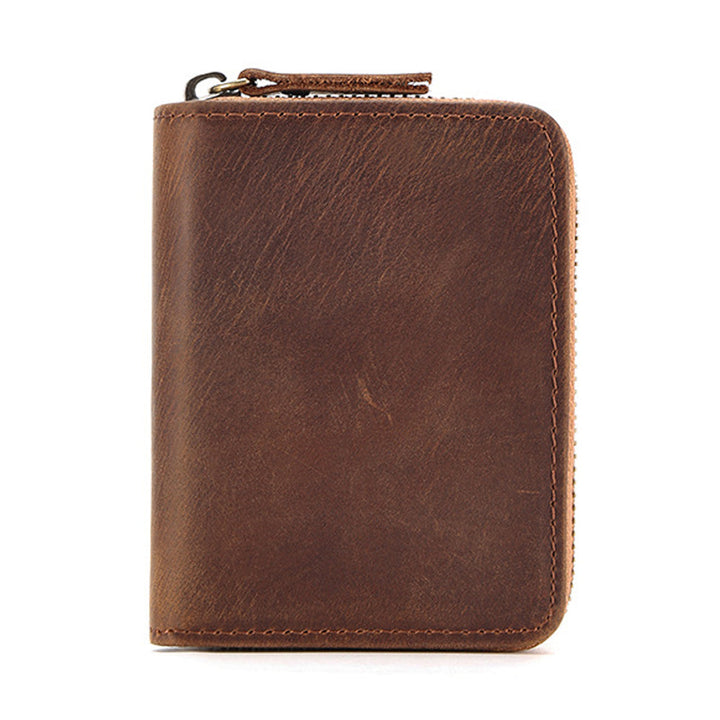 Genuine Leather Large Capacity RFID Anti-magnetic Money Clip Organ Wallets (Brown)