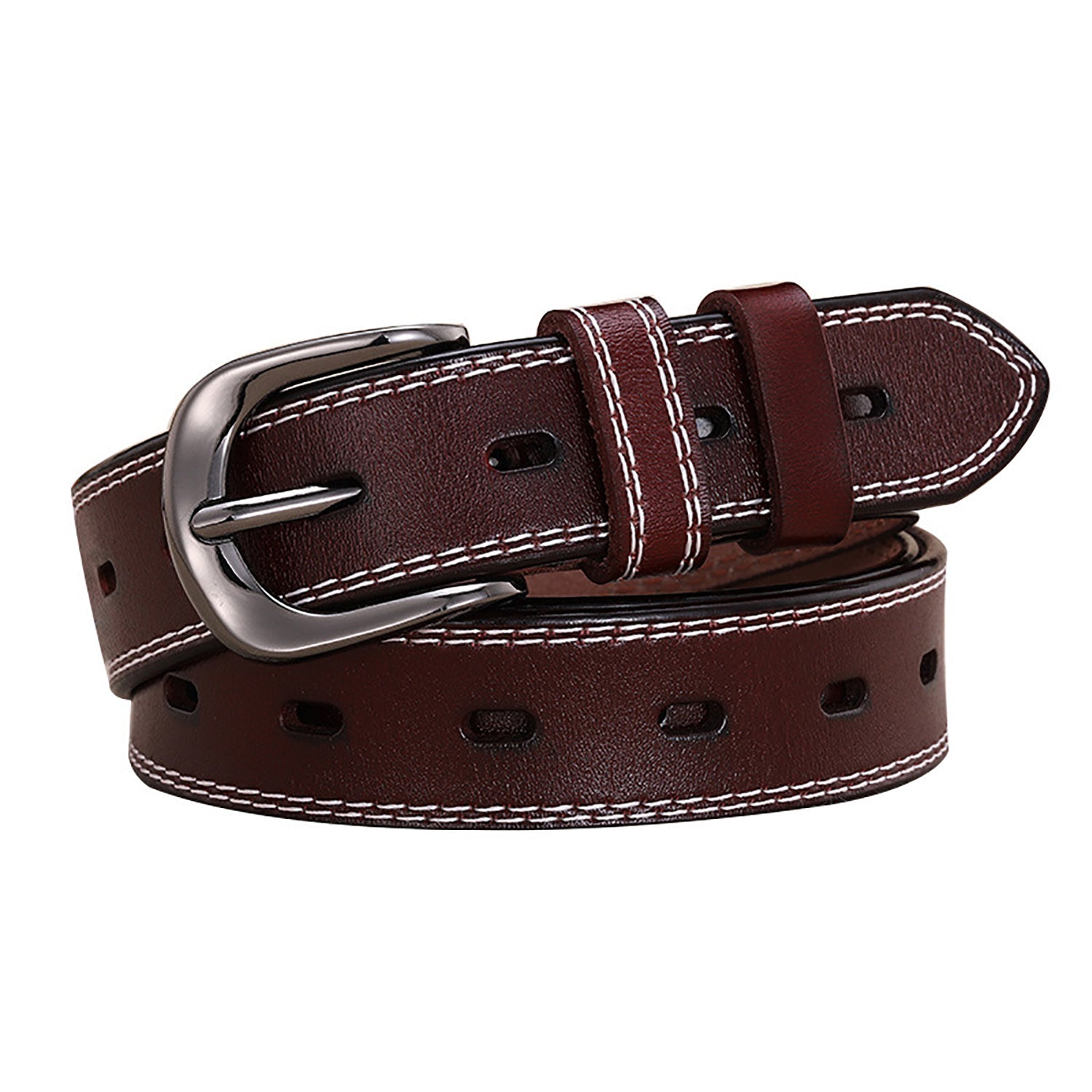 Classic Leather Belts for Women, Joyreap Genuine Leather Womens Belts Alloy Pin Buckle (Brown)