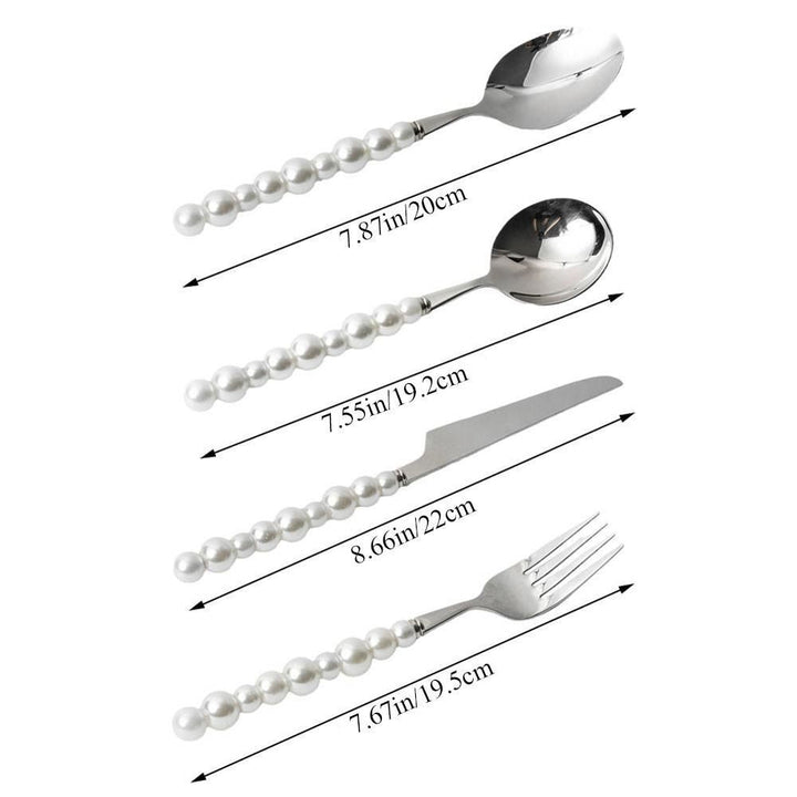 4 Piece Stainless Steel Pearl Handle Flatware Cutlery Set Come with Giftbox