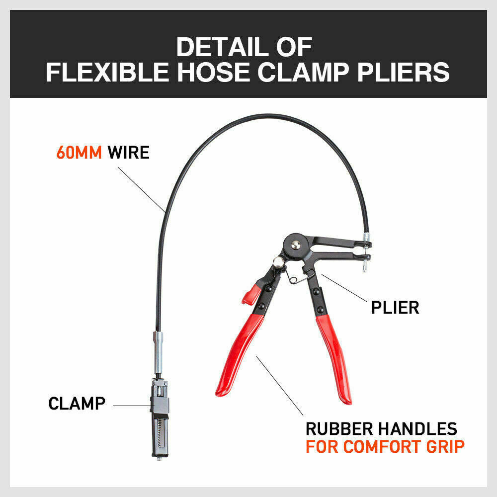 Long Hose Clamp Pliers 24" Flexible Extension Wire Oil Fuel Hose Clip Remove