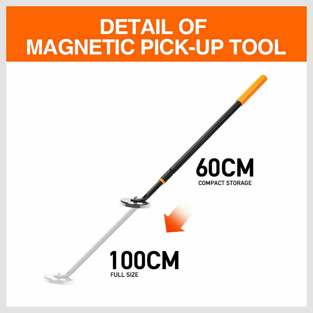 Large Magnetic Pick Up Tool Extra Long Telescopic Hold 30kg Extensible 60-100cm