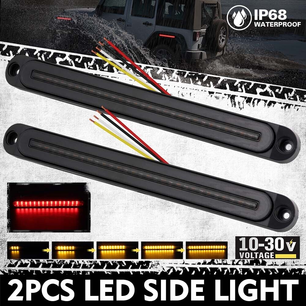 2Piece LED Tail Lights Flowing Turn Signal Stop brake Trailer Truck Caravan IP68