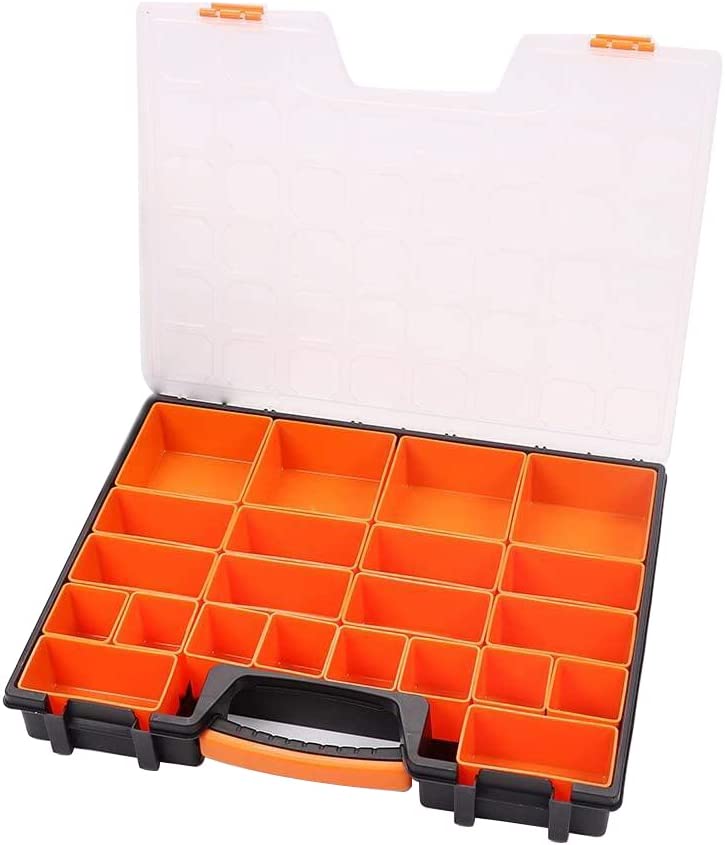 22 Compartments Parts Storage Box Tool Organizer Plastic Bin Carry Case