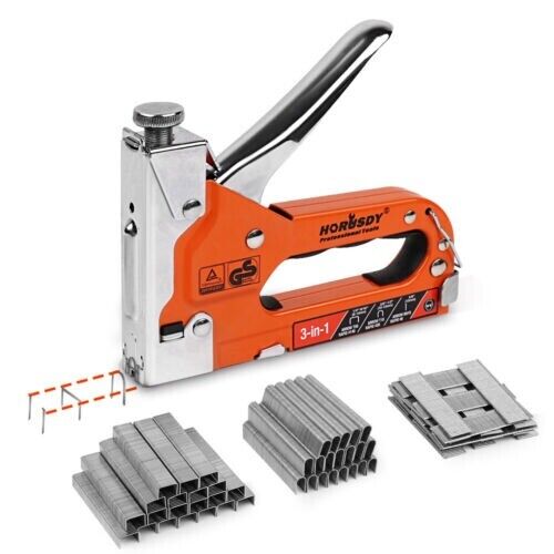 HORUSDY 3in1 Staple Gun Heavy Duty Stapler Fastener Tool Tacker free Staples