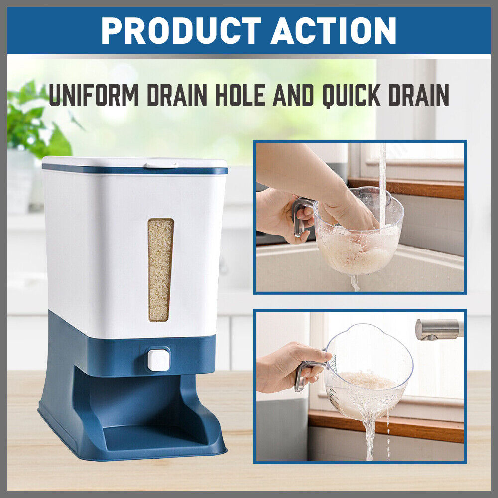 Auto Grain Case Cereal Dispenser Storage Box Kitchen Food Rice Container Cup