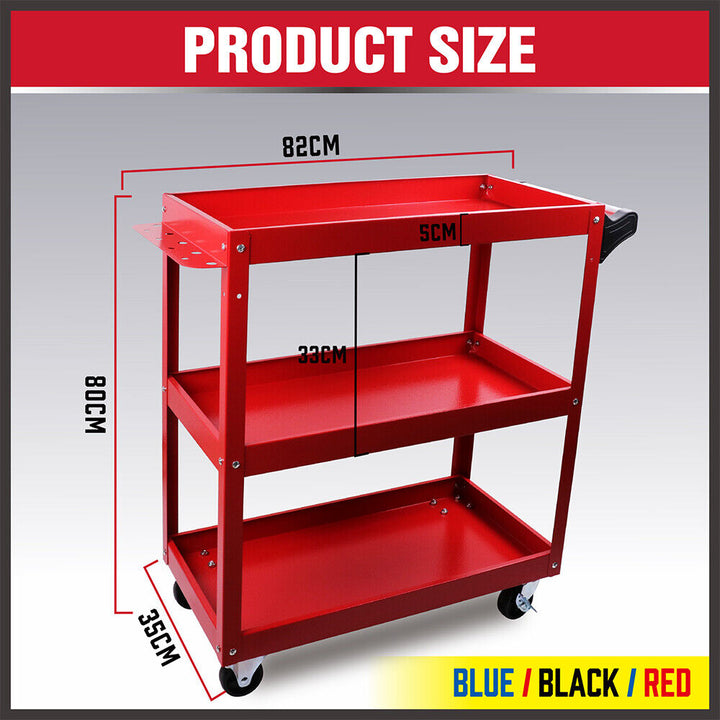 Blue 3-Tier Tool Cart Trolley Toolbox Workshop Garage Storage 150KG Organizer Garage