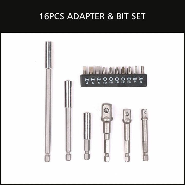 16Pc Socket Bit Adaptor Set Power Drill Nut Driver Extension Screwdriver Bits