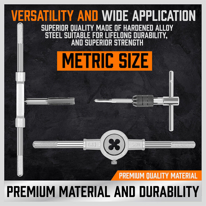 40Pc Tap And Die Set Metric Szie Screw Screwdriver Thread Drill W/t Pitch Gauge