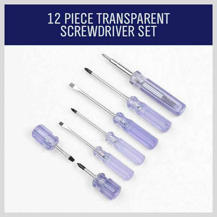 12Pc Screwdriver Set Double Sided Screw Driver Bit Stubby Repair Tool Vanadium