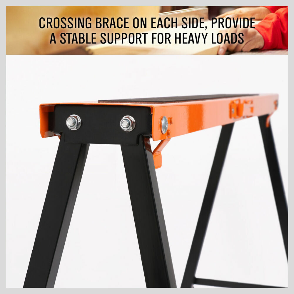 4Pc Mastercraft Sawhorse Metal Folding Non-slip Surface Saw Horse 120KG Capacity