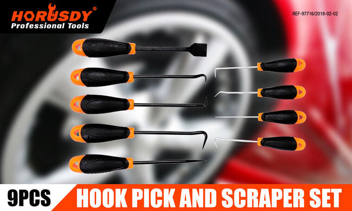 9pc Hook and Pick Tool Set Scraper ,Large Full & Small Mini Size Non-slip Handle