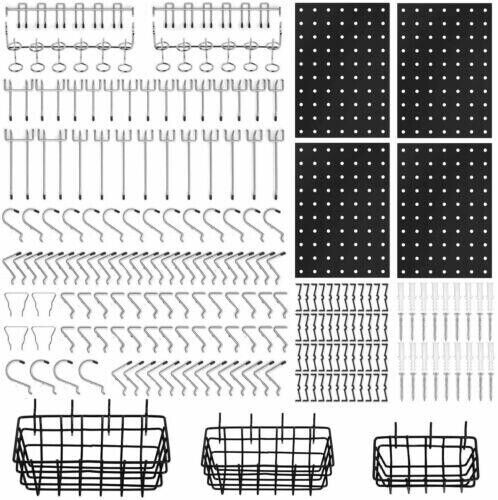 127Pc Pegboard Hooks Set Storage Baskets Organizer Hanger Inc. 4 Small Peg Board