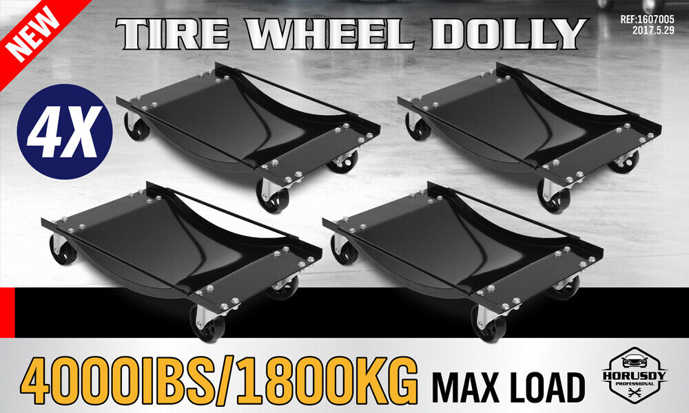 4 x Heavy Duty Wheel Dolly 450 kg 1000 lb Car Vehicle Positioning Jack Platform