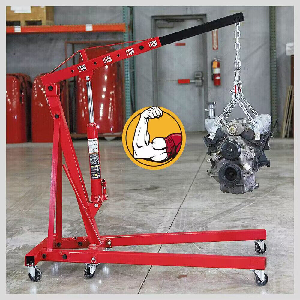 2-Ton Hydraulic Engine Crane Foldable Hoist Stand for Mobile Garage Lifting- Workshop Essential