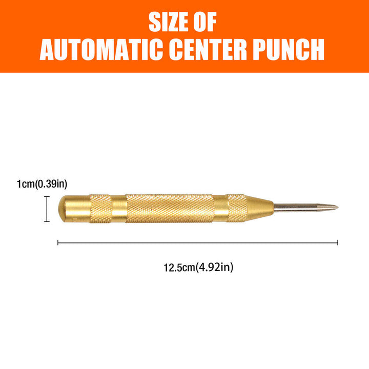 125mm/5" Automatic Centre Punch Adjustable Spring Loaded Metal Drill Tool Glod