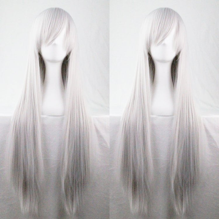 New 80cm Straight Sleek Long Full Hair Wigs w Side Bangs Cosplay Costume Womens, Silver