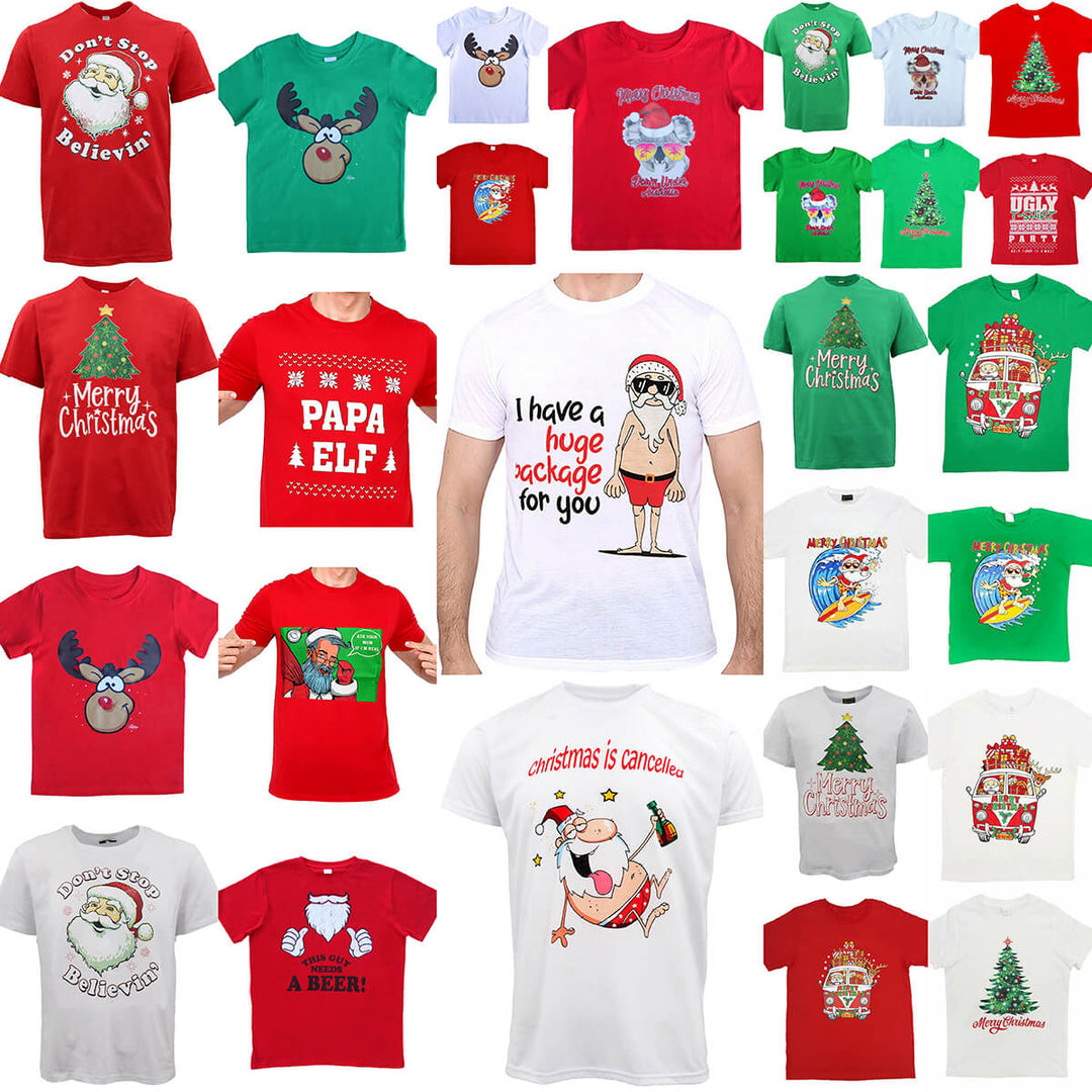 New Funny Adult Xmas Christmas T Shirt Tee Mens Womens 100% Cotton Jolly Ugly, Santa is Jolly, M