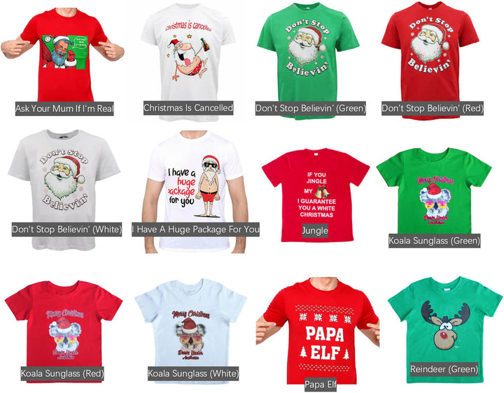 New Funny Adult Xmas Christmas T Shirt Tee Mens Womens 100% Cotton Jolly Ugly, Santa is Jolly, L