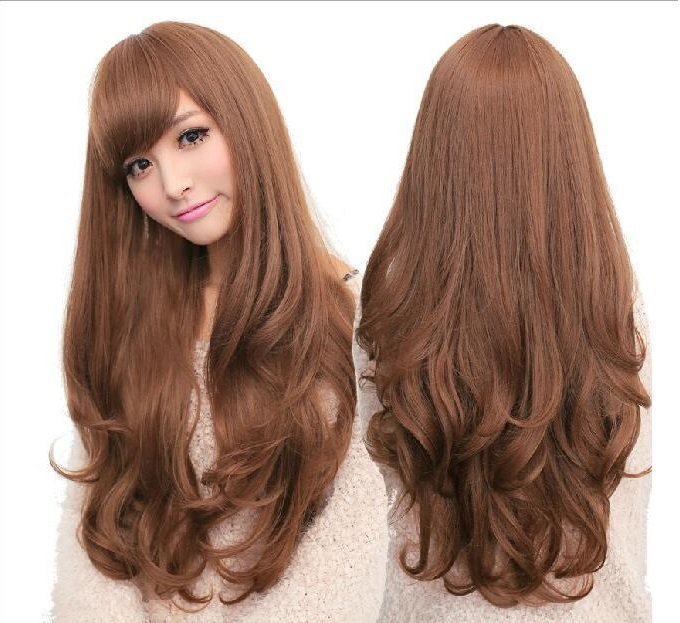 Long Wavy Curly Full Hair Wigs w Side Bangs Cosplay Costume Fancy Anime Womens, Black