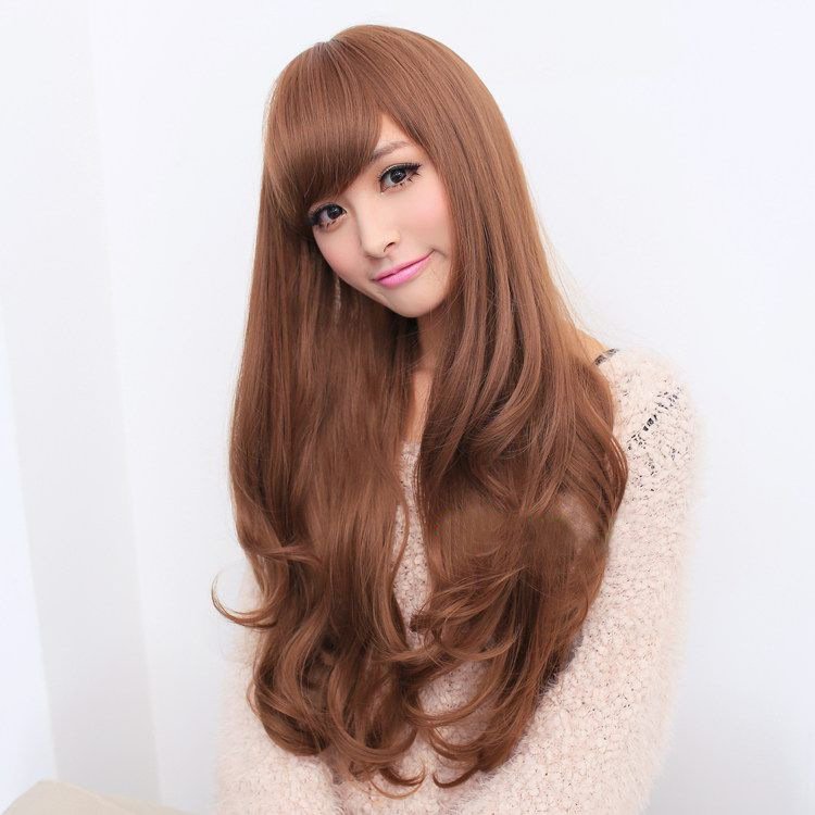 Long Wavy Curly Full Hair Wigs w Side Bangs Cosplay Costume Fancy Anime Womens, Black