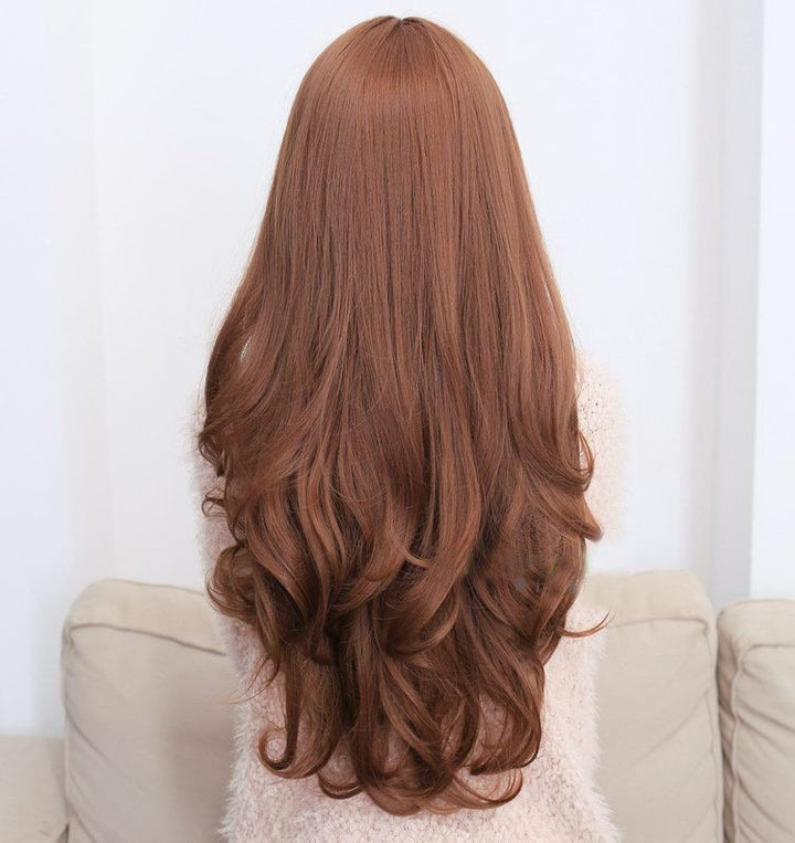 Long Wavy Curly Full Hair Wigs w Side Bangs Cosplay Costume Fancy Anime Womens, Light Brown