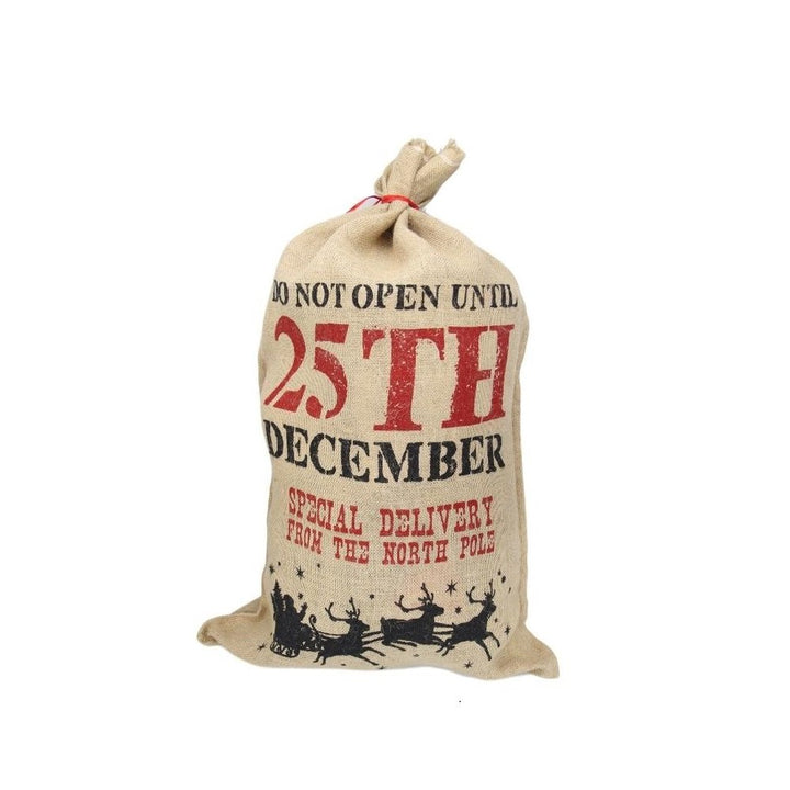 50x70cm Canvas Hessian Christmas Santa Sack Xmas Stocking Reindeer Kids Gift Bag, 50x80cm Hessian - Do not open