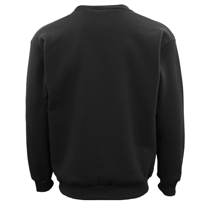 New Adult Unisex Plain Pullover Fleece Jumper Mens Long Sleeve Crew Neck Sweater, Black, M