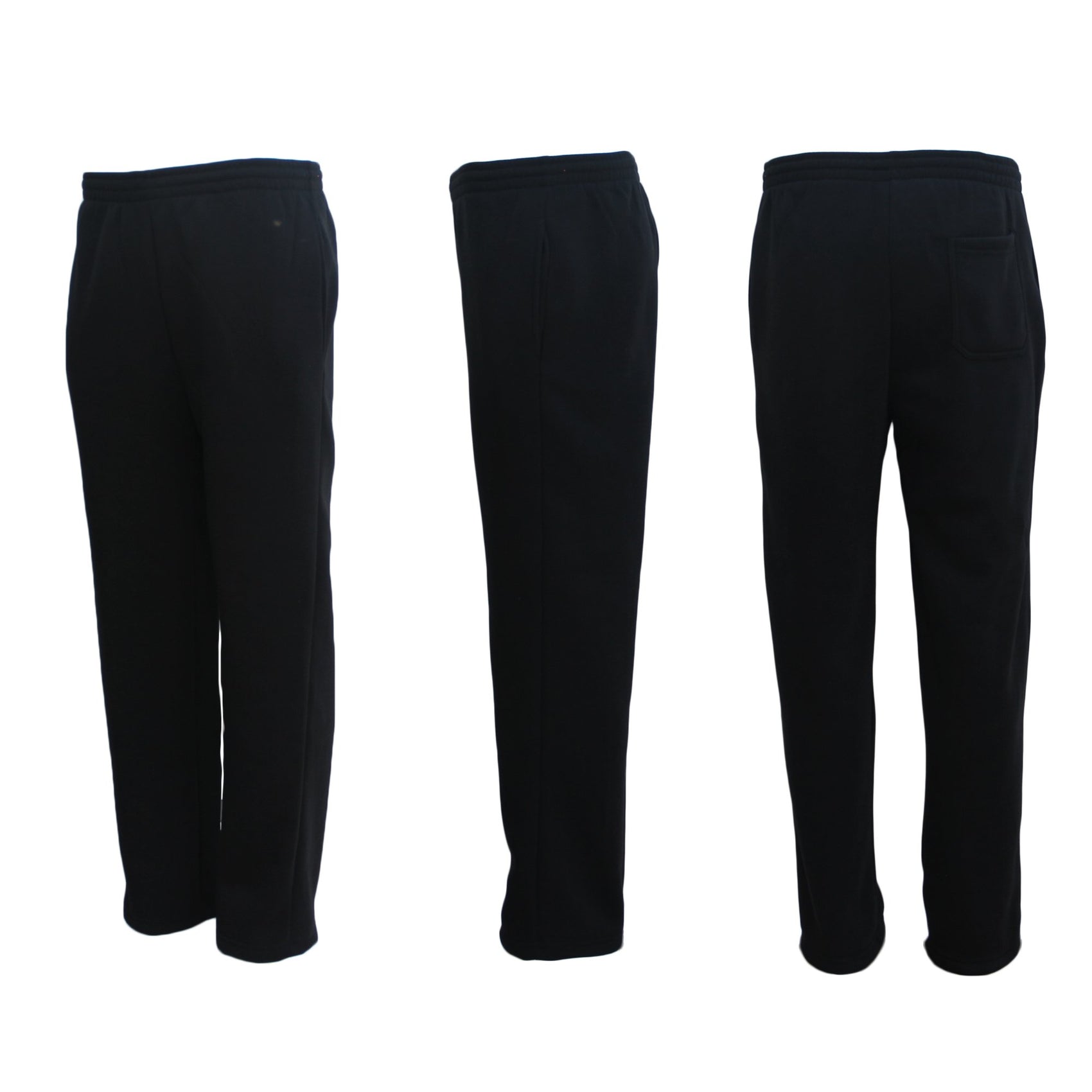 New Adult Mens Unisex Track Suit Fleece Lined Pants Sport Gym Work Casual Winter, Black, 2XL