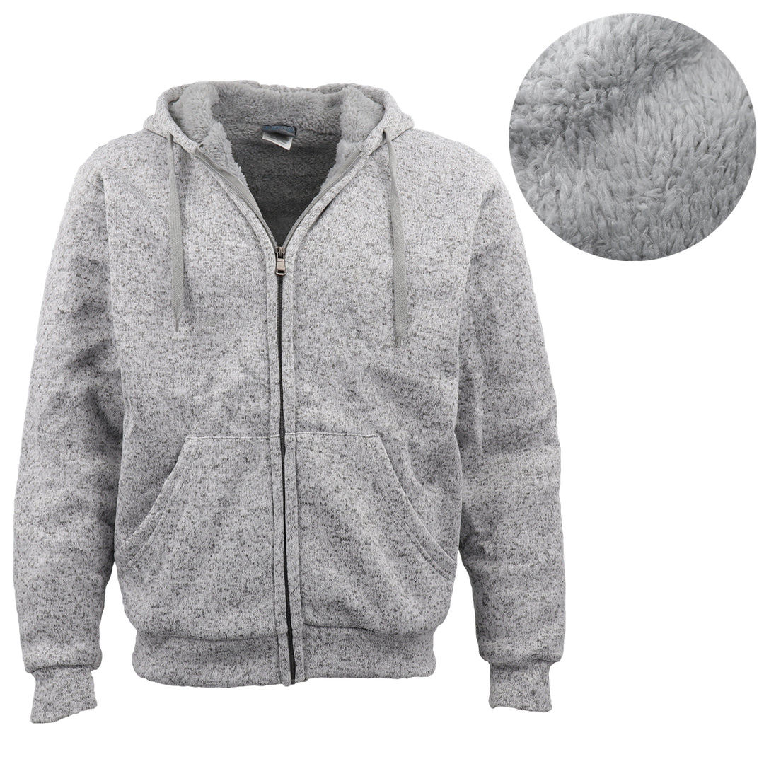 Men's Thick Zip Up Hooded Hoodie w Winter Sherpa Fur Jumper Coat Jacket Sweater, Dark Grey, M